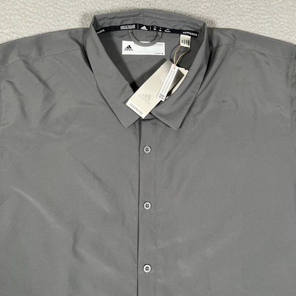 adidas Other - Adidas Shirt Mens 2XL Gray Full Button Shirt Vented Performance Stretch Logo NWT